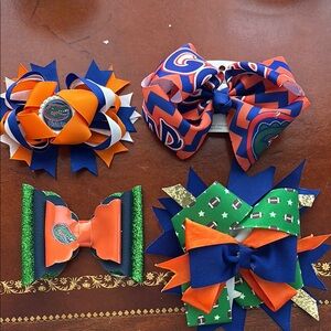 Gators Kids Hair Bow Set - Orange, Blue, Green